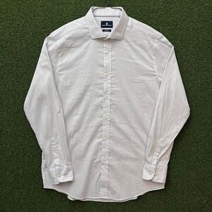 Psycho Bunny Modern Fit Stretch Non-Iron White Button Down Shirt